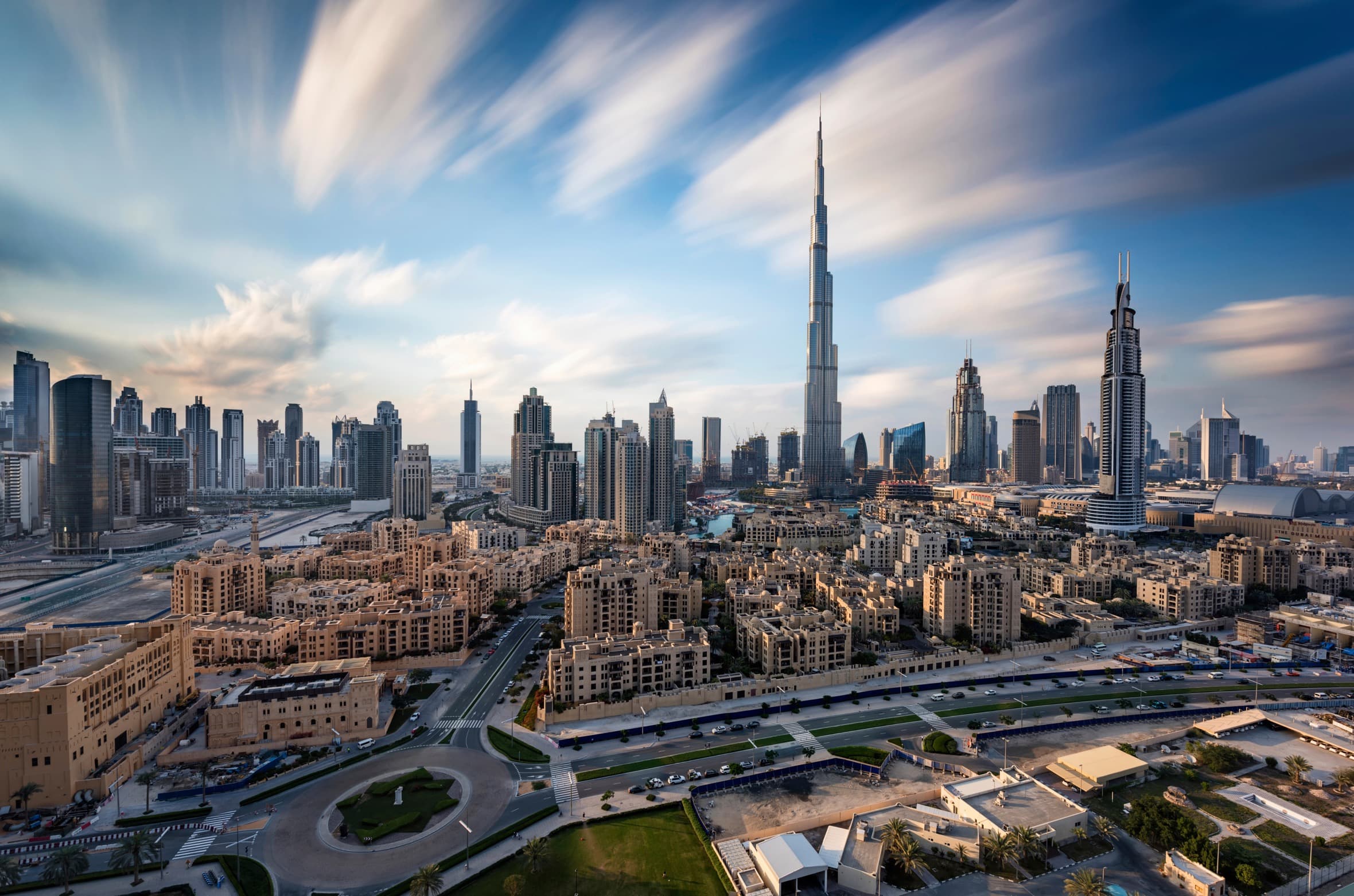 Dubai skyline in the United Arab Emirates